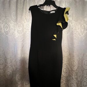 Calvin Klein Black Dress with Yellow Accent